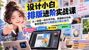 设计小白排版进阶实战课：从一张图一段文字开始，掌握版式布局、素材搭配与PS海报设计核心技巧-红果网创