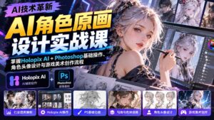AI角色原画设计实战课：掌握Holopix AI+Photoshop基础操作、角色头像设计与游戏美术创作流程-红果网创