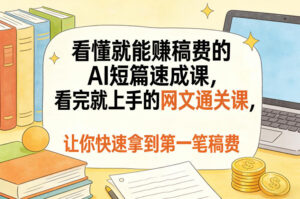 看懂就能賺稿费的AI短篇速成课，看完就上手的网文通关课，让你快速拿到第一笔稿费(更新1008-红果网创