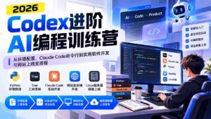 Codex进阶AI编程训练营：从环境配置、Claude Code命令行到实用软件开发与网站上线全流程-红果网创