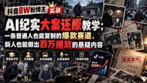 抖音8W粉博主AI纪实大案还原教学：一条普通人也能复制的爆款赛道，新人也能做出百万播放的悬疑内容-红果网创