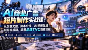 AI商业广告短片制作实战课：从创意文案、脚本分镜、AI视频生成到剪映后期，掌握品牌TVC制作流程-红果网创