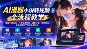 AI漫剧小说转视频全流程教学：掌握小说二创、人物场景生图、动态分镜、音色优化、镜头衔接与工作流批量制作-红果网创