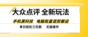 大众点评全网最新玩法,黑科技代替人工,全程无脑搬运,单日三位数以上【揭秘】-红果网创