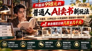 外面卖998元的2026普通人AI卖书新玩法:不露脸、不囤货,10种玩法+AI批量制作+橱窗变现,单条爆款日销几百至几千元-红果网创