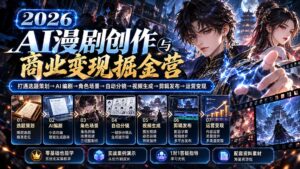 2026AI漫剧创作与商业变现掘金营：打通选题→AI编剧→角色场景→自动分镜→视频生成→剪辑发布→运营变现-红果网创