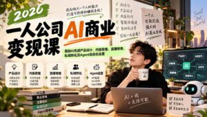 2026一人公司AI商业变现课：借助AI完成产品设计、内容获客、直播销售、私域转化及Agent自动化运营-红果网创