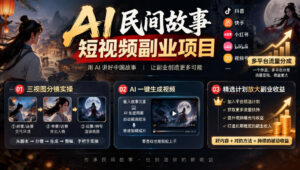 AI民间故事短视频副业项目，多平台流量分成，三视图分镜实操，精选计划放大副业收益-红果网创