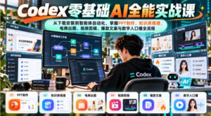 Codex零基础AI全能实战课：从下载安装到智能体自动化，掌握知识库搭建、电商出图、视频剪辑、爆款文案与数字人口播全流程-红果网创