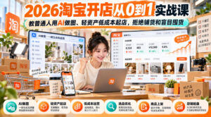 2026淘宝开店从0到1实战课，教普通人用AI做图、轻资产低成本起店，拒绝铺货和盲目囤货-红果网创