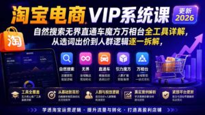 2026淘宝电商终局之战VIP课-更新1015:自然搜索+直通车+无界+精准人群,系统掌握测款动销与全店推广布局方法-红果网创