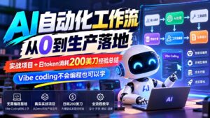 AI自动化工作流从0到生产落地，实战项目+日token消耗200美刀经验总结，Vibe coding不会编程也可以学-红果网创