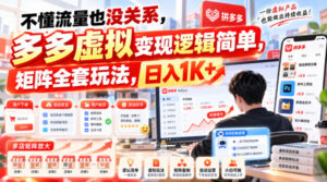 不懂流量也没关系，多多虚拟变现逻辑简单，矩阵全套玩法，日入1K+【揭秘】-红果网创
