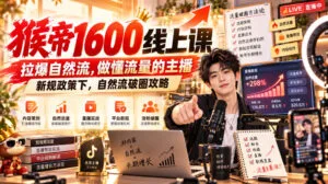 猴帝1600线上课,拉爆自然流,做懂流量的主播,新规政策下,自然流破圈攻略【更新261017】-红果网创