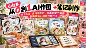 2026小红书AI内容创作从0到1-更新1017:学习条漫、古诗词图片、绘本启蒙书制作及爆款笔记运营完整方法-红果网创