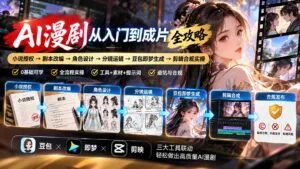 AI漫剧从入门到成片全攻略-更新1017:小说授权→剧本改编→角色设计→分镜运镜→豆包即梦生成→剪辑合规实操-红果网创