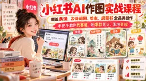 小红书AI作图实战课程,覆盖条漫、古诗词图、绘本、启蒙书全品类创作,手把手教你找赛道、做爆款笔记、落地变现(更新1017-红果网创
