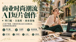 商业时尚潮流AI短片创作｜零门槛・全流程・商业落地，从资产构建、分镜创作到AI音乐与后期包装，直接教你商业落地-红果网创