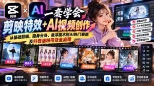 一套学会剪映特效+AI视频创作：从基础剪辑、隐身分身、悬浮魔术到AI热门赛道及抖音涨粉带货全流程-红果网创