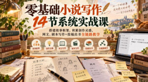 零基础小说写作14节系统实战课，搭建故事框架，积累创作灵感，网文、剧本写作+投稿出书全链路教学-红果网创