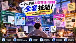 一个人掌握AI写作设计剪辑全套技能:从ChatGPT办公、AI绘画到虚拟主播、自媒体运营及接单变现-红果网创