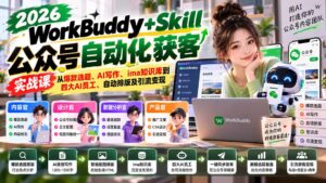 WorkBuddy + Skill公众号自动化获客实战课:从爆款选题、AI写作、ima知识库到四大AI员工、自动排版及引流变现-红果网创