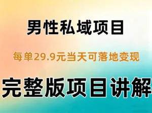 男性私域项目每单29.9，当天就能落地变现【不是S粉项目】详细拆解-红果网创