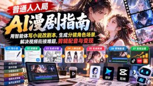 普通人入局AI漫剧指南:用智能体写小说改剧本,生成分镜角色场景,解决视频衔接难题,剪辑配音与变现-红果网创