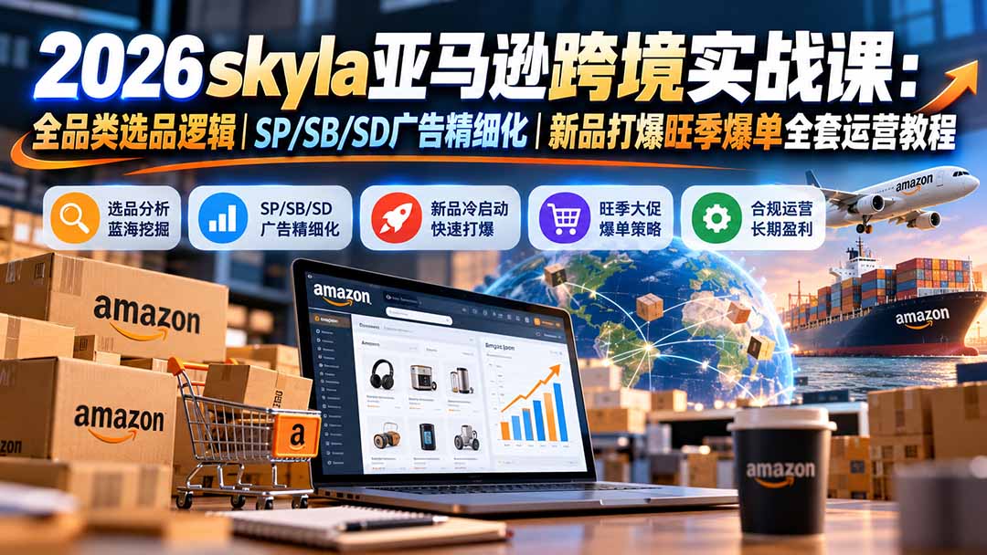 skyla亚马逊跨境实战课-更新1019：全品类选品逻辑｜SP/SB/SD广告精细化｜新品打爆旺季爆单全套运营教程 - 红果网创-红果网创