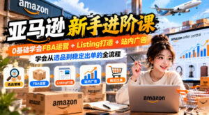 亚马逊新手进阶课，0基础学会FBA运营+Listing打造+站内广告，学会从选品到稳定出单的全流程-红果网创