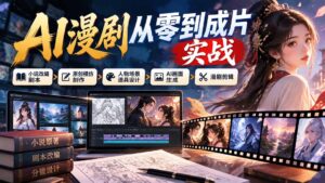 AI漫剧从零到成片实战：小说改编剧本、原创模仿创作、人物场景道具设计、AI画面生成与漫剧剪辑-红果网创