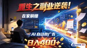 重生之副业逆袭！在家躺赚AI自动跑广告日入400+，无需人工操作【揭秘】-红果网创