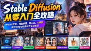 Stable Diffusion从零入门全攻略：WebUI安装、模型部署、提示词、AI绘图、插件应用与动画制作实战教程-红果网创