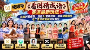 视频号《看图猜成语》赛道最新玩法：元宝拆解爆款、豆包AI生成视频、剪映批量制作与广告分成变现完整教学-红果网创